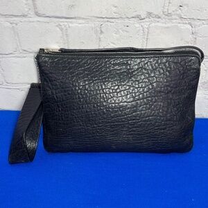 |•ALL SAINTS•| Black Leather Cuff Wristlet Bag 6" x 9"